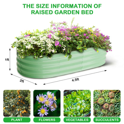 2-Pack Oval Galvanized Steel Raised Garden Bed Open Base Safety Edge Metal Plant