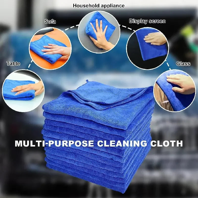10Pcs Microfiber Towels Car Wash Drying Cloth Towel Household Cleaning Cloths.