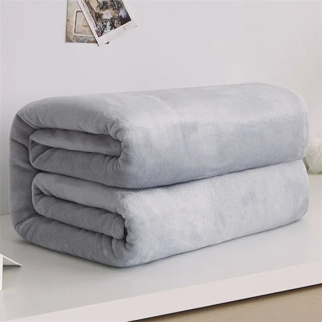 Super Soft Warm Lightweight Plain Solid Color Flannel Blanket for All Season