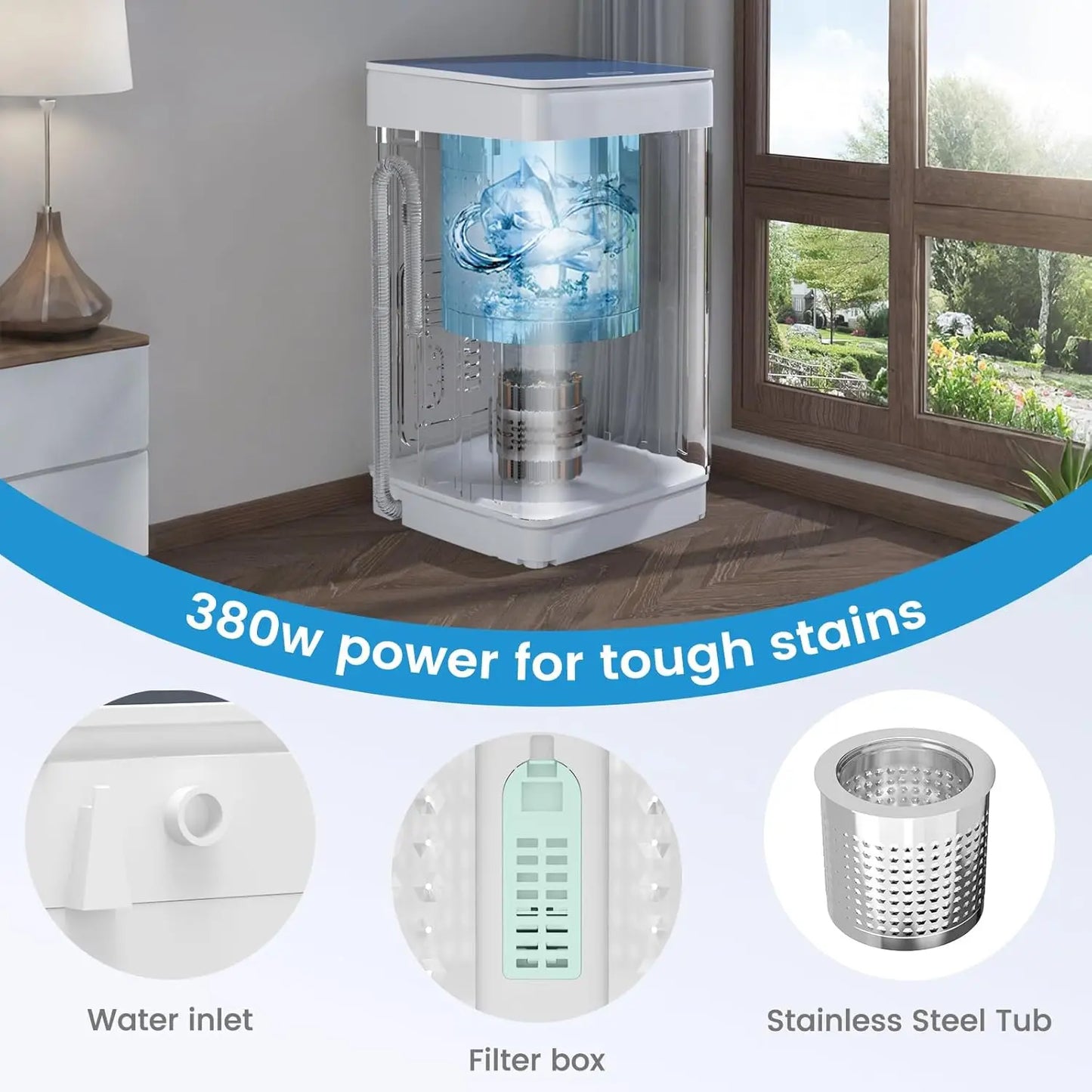 Portable Washing Machine and Dryer Set, 18lbs Fully Automatic Washer and 10lbs Portable Dryer with Stainless Steel, Customized