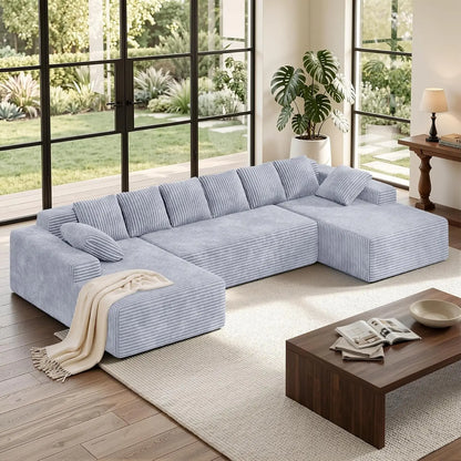Oversized Sectional Sofa with Chaise Boneless Cloud Couches Deep Seat U Shaped Couches
