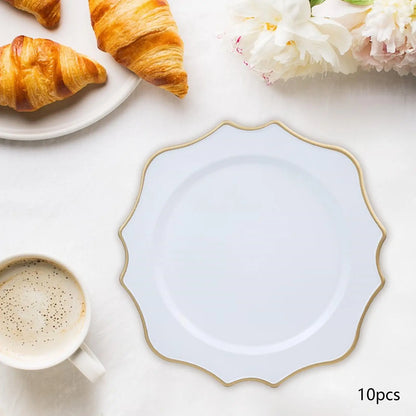 Elegant Plastic Charger Plates Decorative Tableware Plates for Holiday Dinner Events