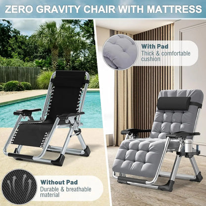 Zero Gravity Chair, Premium Outdoor Lawn Folding Adjustable Reclining Patio Chairs