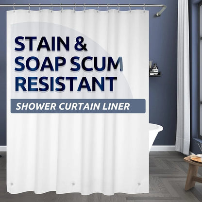 1pc Lightweight Shower Curtain Liner with Bottom Magnets, Waterproof Plastic