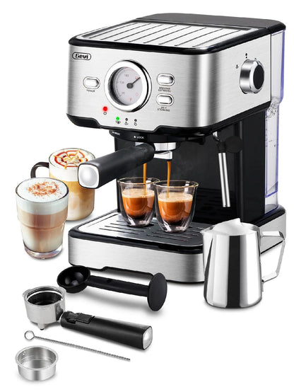 Espresso Machine 15 Bar Pump Pressure, Cappuccino Coffee Maker with Milk Foaming Steam Wand for Latte, Mocha