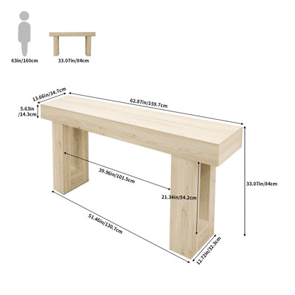 63-inch Modern Farmhouse Console Table and Scratch-Resistant Wooden Furniture