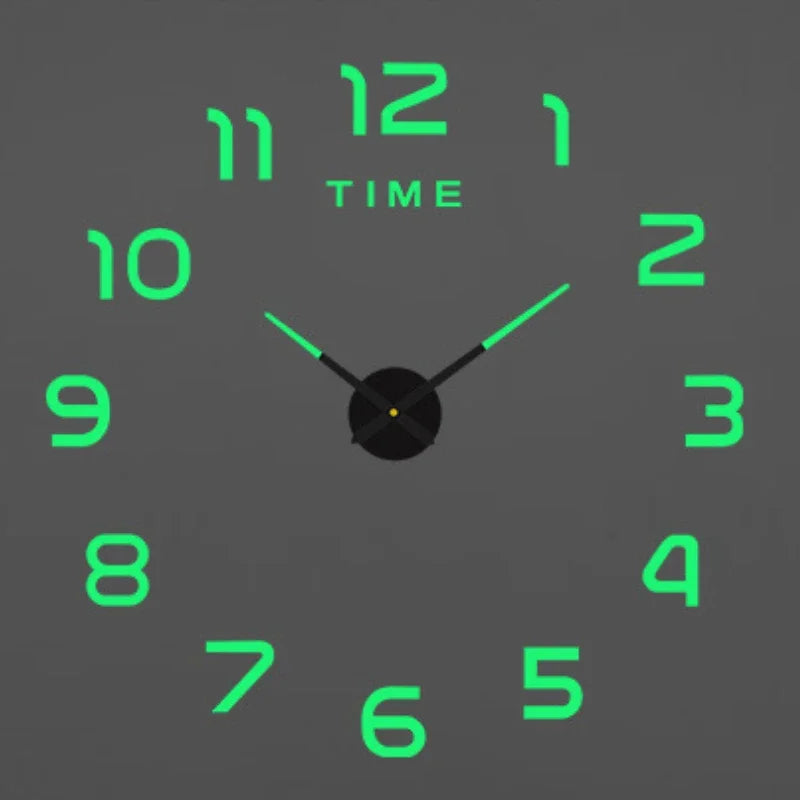 Large 3D Wall Clock Luminous Classic Wall DIY Digital Wall Stickers