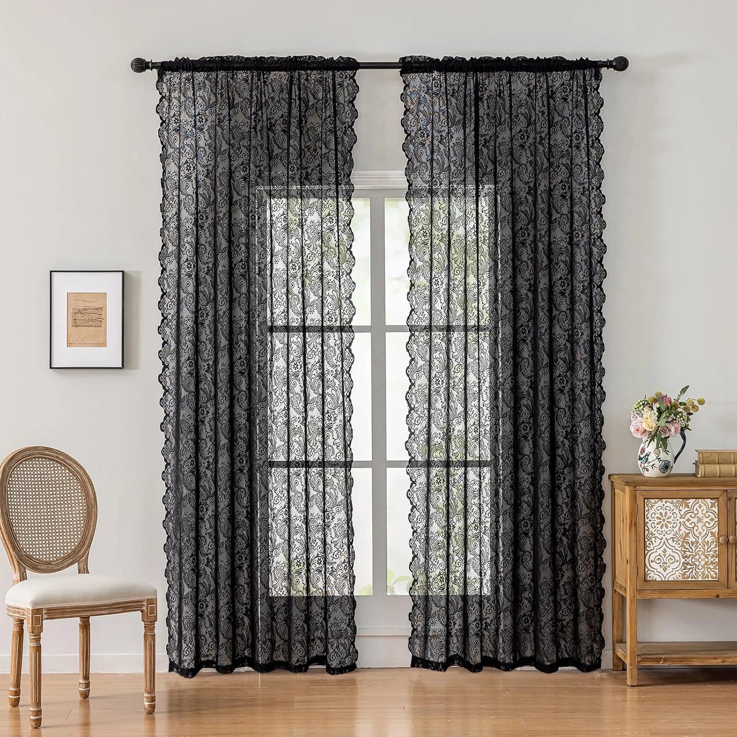 1pc elegant phoenix tail lace chiffon curtain.