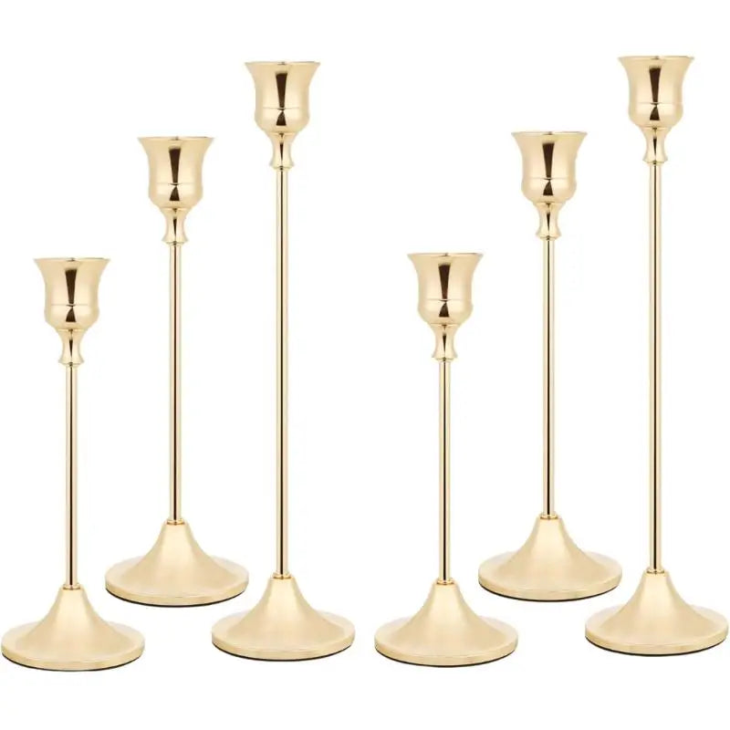 Vintage Elegant Metal And Aluminum Set Of 3 Tabletop Candle Holders