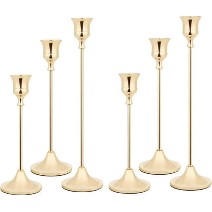 Vintage Elegant Metal And Aluminum Set Of 3 Tabletop Candle Holders