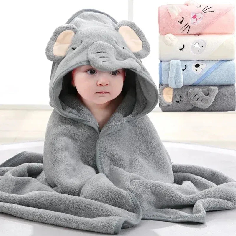 80*80cm/ Cartoon Baby Bath Towel Body Hooded Polyester Fiber Baby Bathrobe Newborn Swaddling