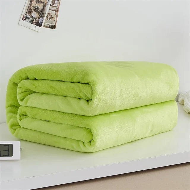 Super Soft Warm Lightweight Plain Solid Color Flannel Blanket for All Season