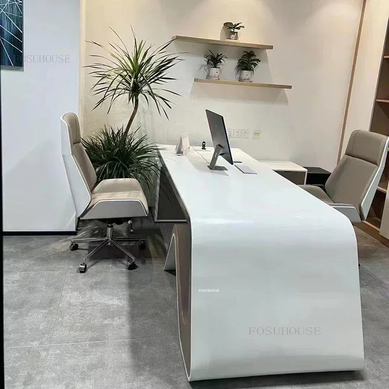 Designer Painted White Office Desks Computer Table Modern Fashion Boss Desks