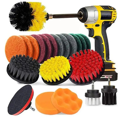 Electric Drill-Brush Kit Power Scrubber Brush For Carpet Bathroom Surface Tub Furniture Shower Tile Tires Cleaning Tool