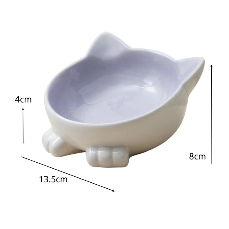 Cute Ceramic Cat Bowl Non-slip Flower Shape Food Water Pet Supplies Cat