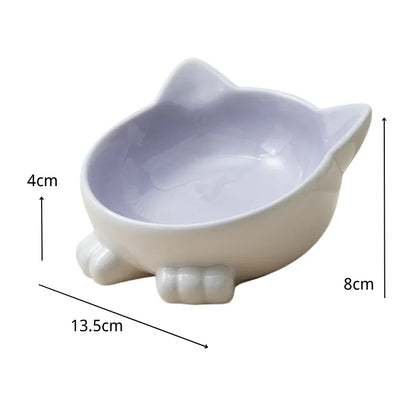 Cute Ceramic Cat Bowl Non-slip Flower Shape Food Water Pet Supplies Cat