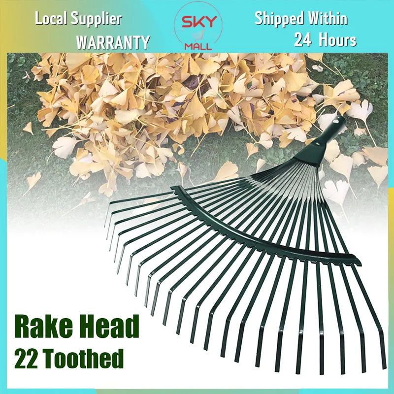 1Pc Garden Leaf Rake Grass Farming Rake Durable Iron Potting 22-tooth Garden Rake for Gardeners and Landscapers