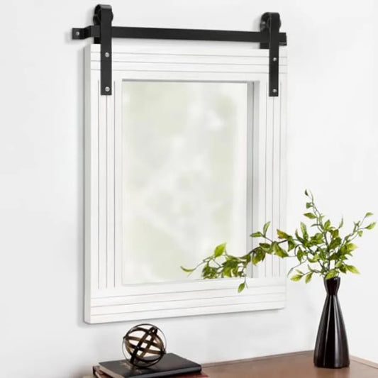 Wood Framed Mirror Rectangle Farmhouse Wall Mirror Decor for Bathroom Bedroom Living Room Entryway 20"x16