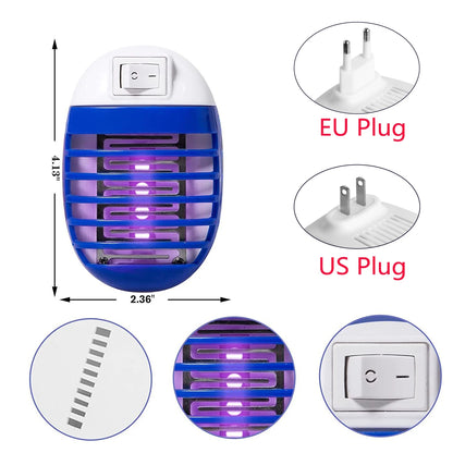 2Pcs LED Socket Electric Mosquito Fly Bug Insect Trap Killer Night Lamp