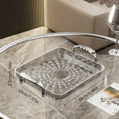 WORTHBUY Light Luxury Clear Serving Tray Plastic Fruit Dessert Tray