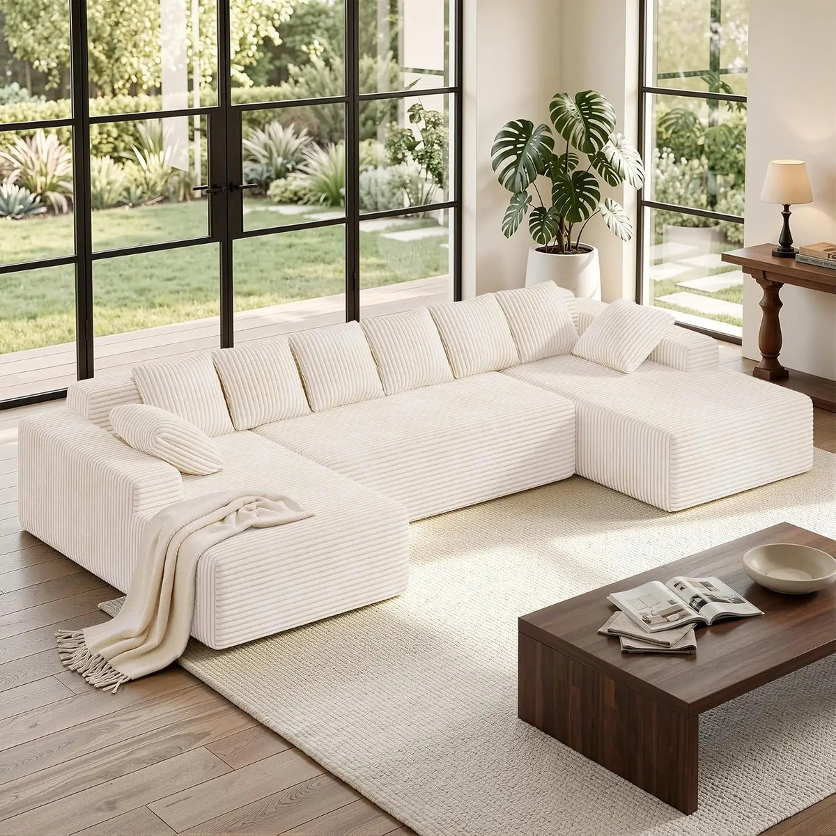 Oversized Sectional Sofa with Chaise Boneless Cloud Couches Deep Seat U Shaped Couches