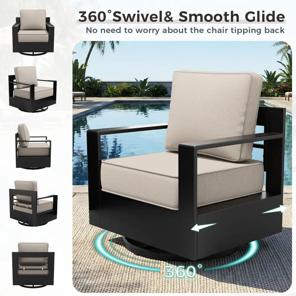 Outdoor Swivel Rocker Patio Set of 2, All-weather Metal Outdoor Chair