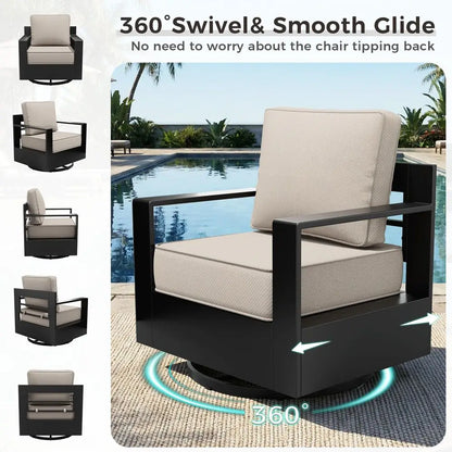 Outdoor Swivel Rocker Patio Set of 2, All-weather Metal Outdoor Chair