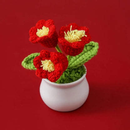 Hand-knitted Sunflower Tulip Crochet Flowers Potting
