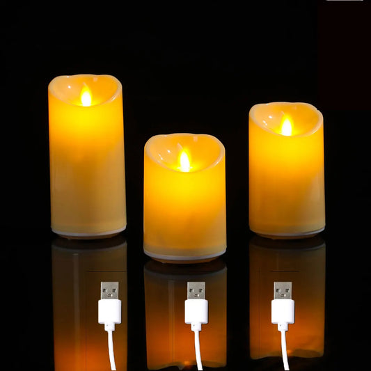 Flameless LED Rechargeable Candles with Dancing Flame Pillar Candles