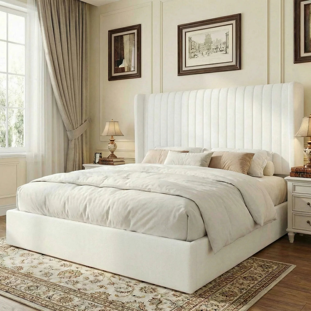 HOOMIC Full/Queen/King Lift Up Storage Bed Frame, Hydraulic Support System, Upholstered Platform Bed Frame,