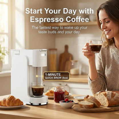 Single-Serve Coffee Maker, 4 in 1 Hot and Iced Coffee Machine, K-Cup Pod, NES Original DG Pod, Customizable Brew Volume, Heats up in 3 Seconds