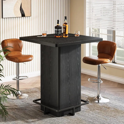 Bar Table, 39.37" High Square Pub Table for Small Bars.