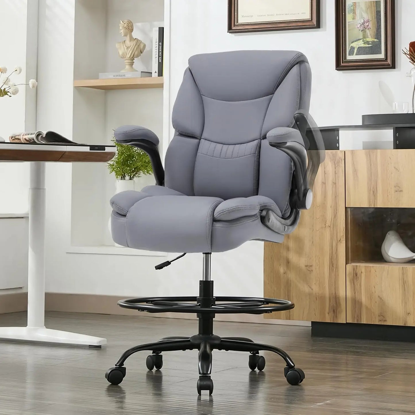 500LBS Drafting Chair, High Back Safer Standing Desk Chair,