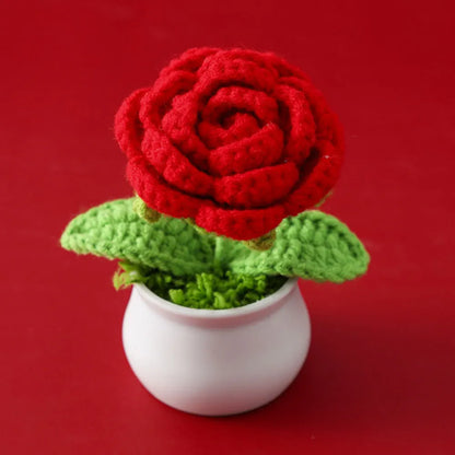 Hand-knitted Sunflower Tulip Crochet Flowers Potting