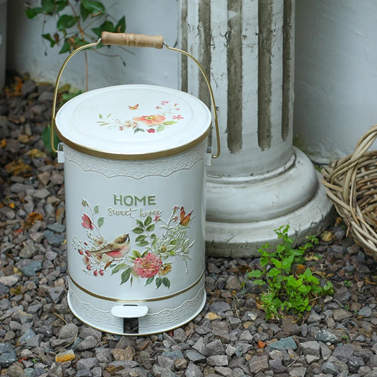 European Style Flower and Bird Outdoor Garden Trash Cans