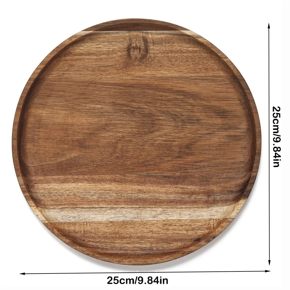 Decorative Round Dinner Plate Wooden Large Wood Dessert Pallet