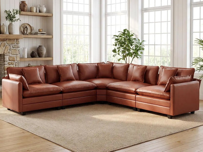 V Shaped Cloud Sectional Sofa, Oversized Deep Seat Couches for Living Room, Comfy Upholstered