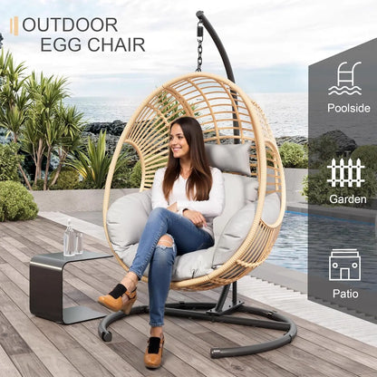 Oversized Leisure Hanging Hammock Egg Chair with Stand indoor or outdoor