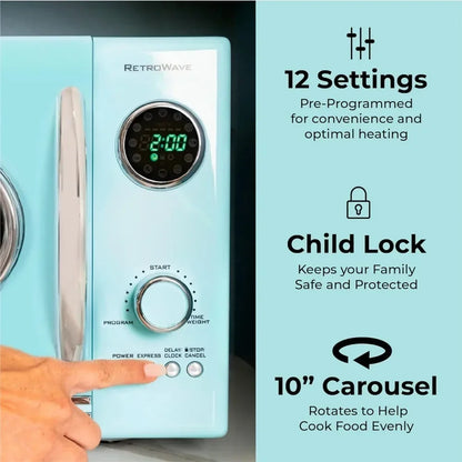 Countertop Microwave Oven, 800-Watt, 0.9 Cu Ft - 12 Pre-Programmed Cooking Settings - Digital Clock