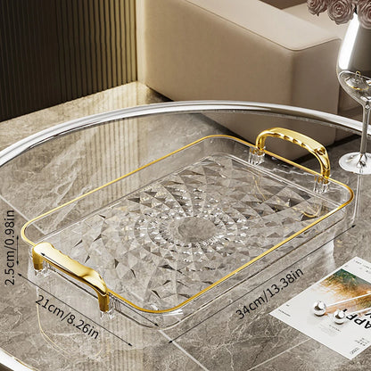 WORTHBUY Light Luxury Clear Serving Tray Plastic Fruit Dessert Tray
