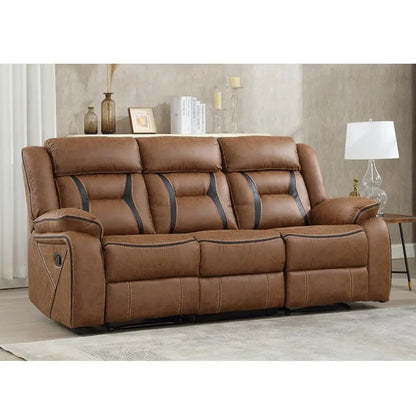 Faux Leather Manual Reclining Sofa Furniture for Living Room