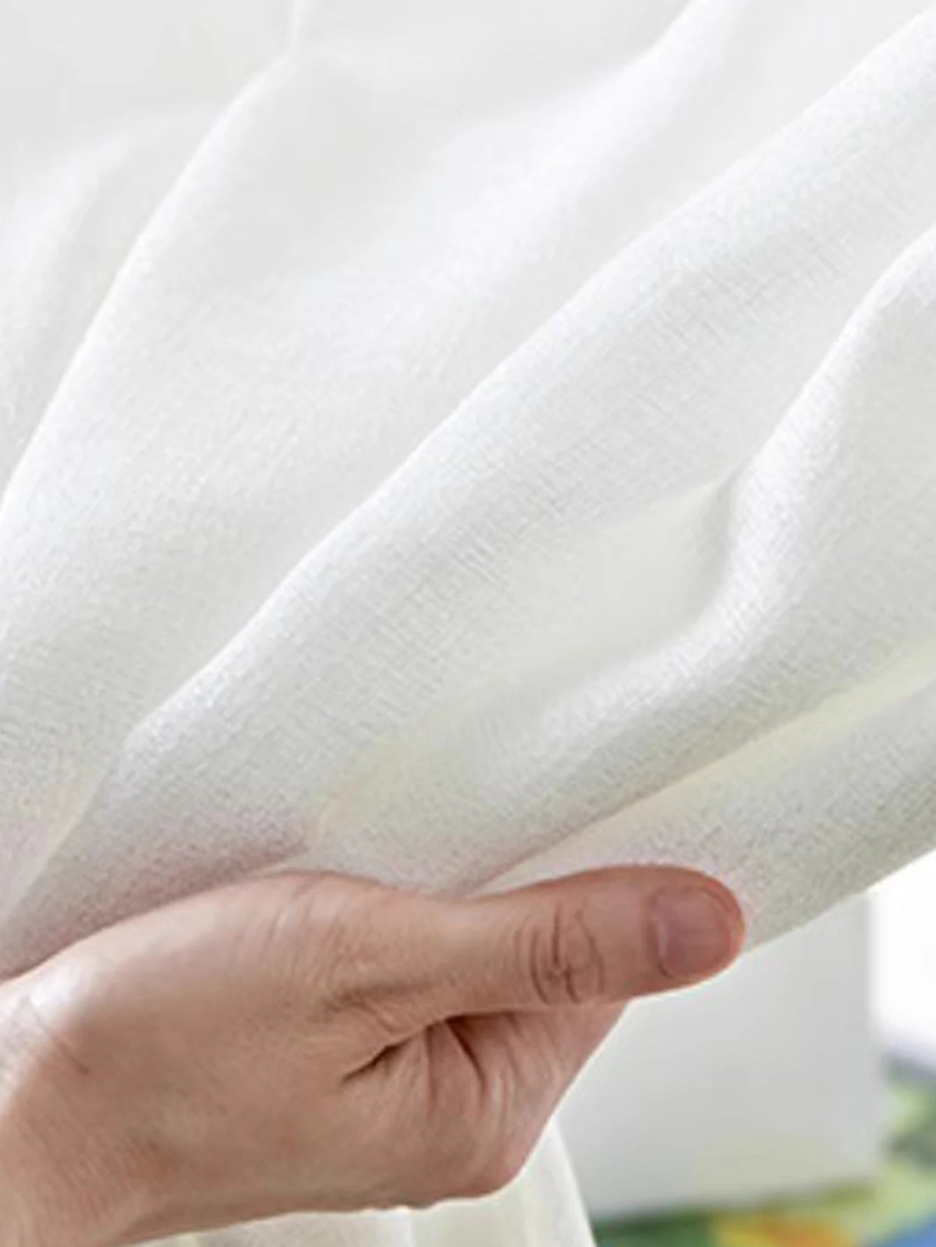 No Drill Magic Tape  white curtains  Daily White Simple Solid Color  Hook-and-Loop Fastener sheer curtains