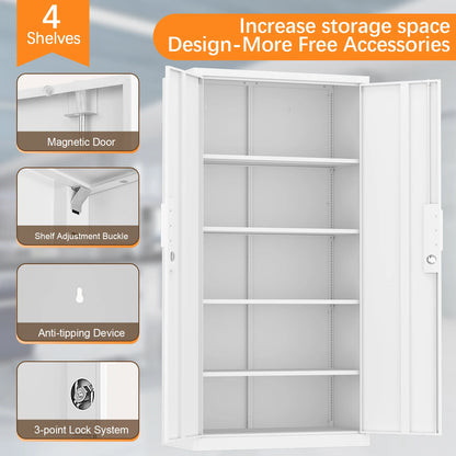 Metal Cabinet for Garage Storage Organization Industrial Utility Cabinet with Adjustable Shelves