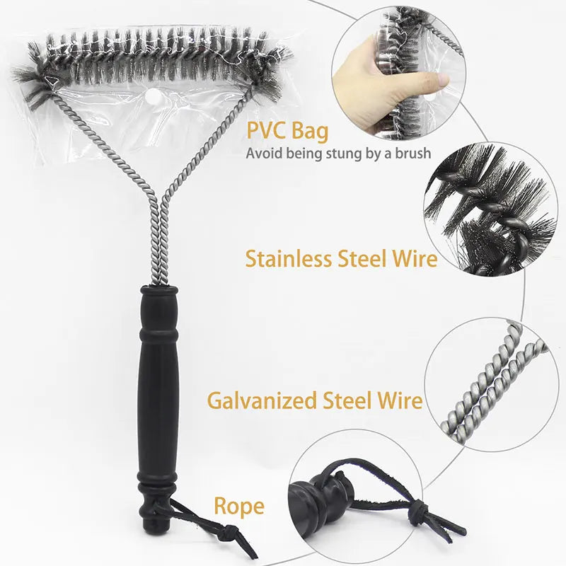 Barbecue Grill Brush Clean Tool Stainless Steel Bristles Non-stick Cleaning Brushes