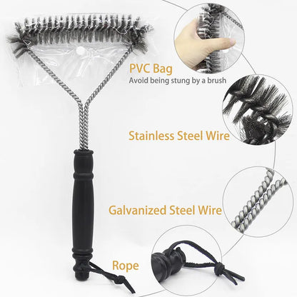 Barbecue Grill Brush Clean Tool Stainless Steel Bristles Non-stick Cleaning Brushes