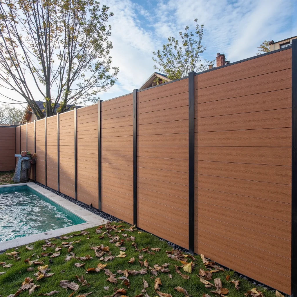 Any Size Custom 6x6ft Wind Resistant WPC Fence Aluminum Post Waterproof Wear Resistant Easy Install