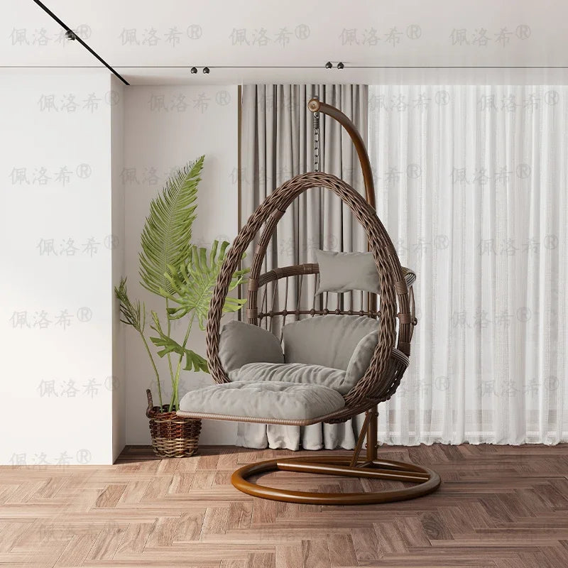 Hanging basket rattan courtyard double swing lazy chair