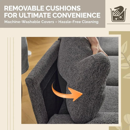 U-Shaped Sectional Sofa with Two Chaise, Chenille Fabric
