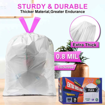 100PCS Household Trash Drawstring Bags 13 Gallon Strong Large