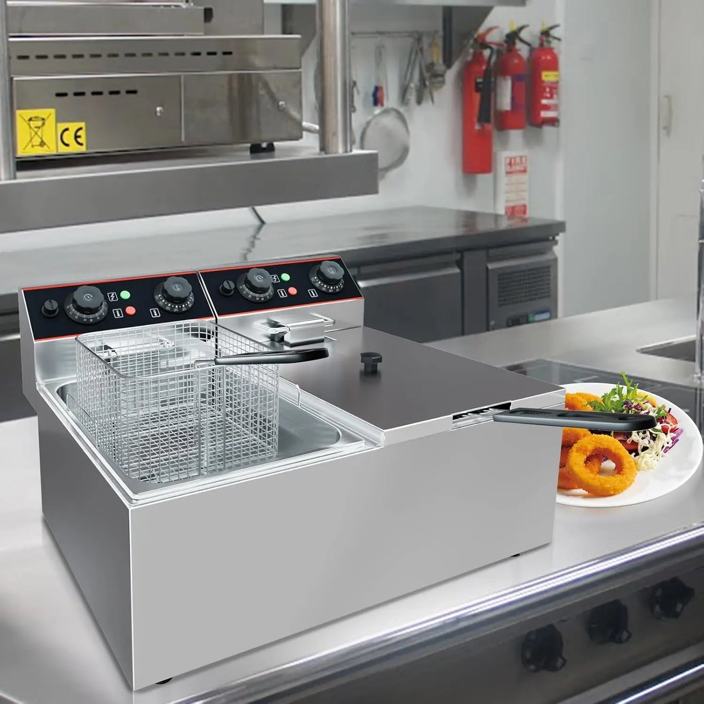Commercial Electric Deep Fryer with Baskets Stainless Steel Adjustable Temperature Deep Fryer